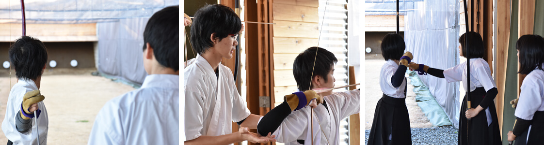 全員が初心者の中学生部員たちは、先輩に稽古をつけてもらいながら弓道の技と心を磨いていく