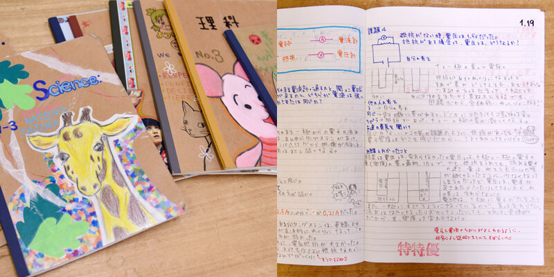 田島さんの中学時代の理科ノート